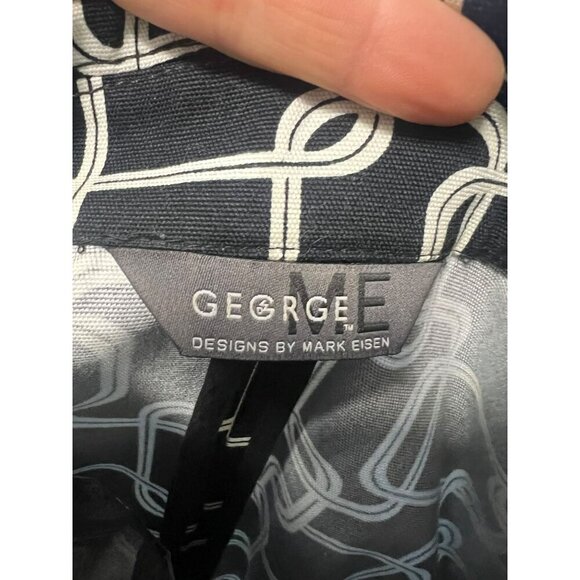 George Long Jacket Womens Small Black & White Chain Print Button-Up Fall outdoor - Picture 5 of 7